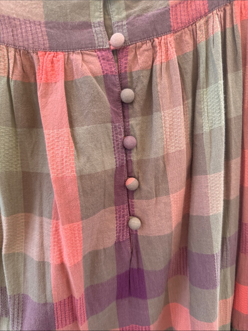 Faherty Olive and Rust Plaid Tiered Midi Dress - Picture 2 of 7